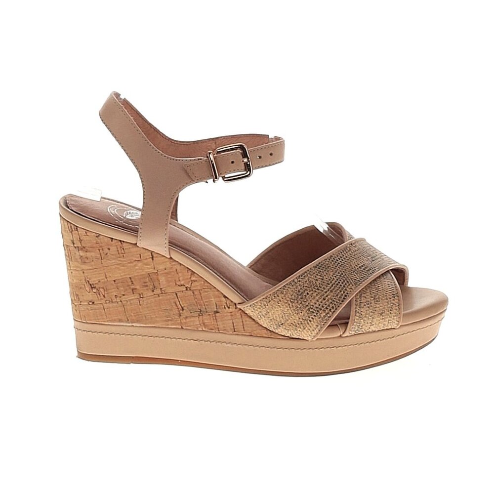 Nurture Women's Beige Strappy Wedge Pumps, Size 7.5, Summer Heels, Brownish Pink